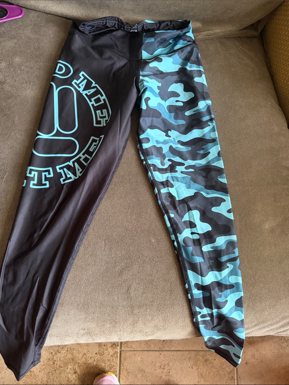 Feed Me Fight Me Black & Teal Camo Leggings